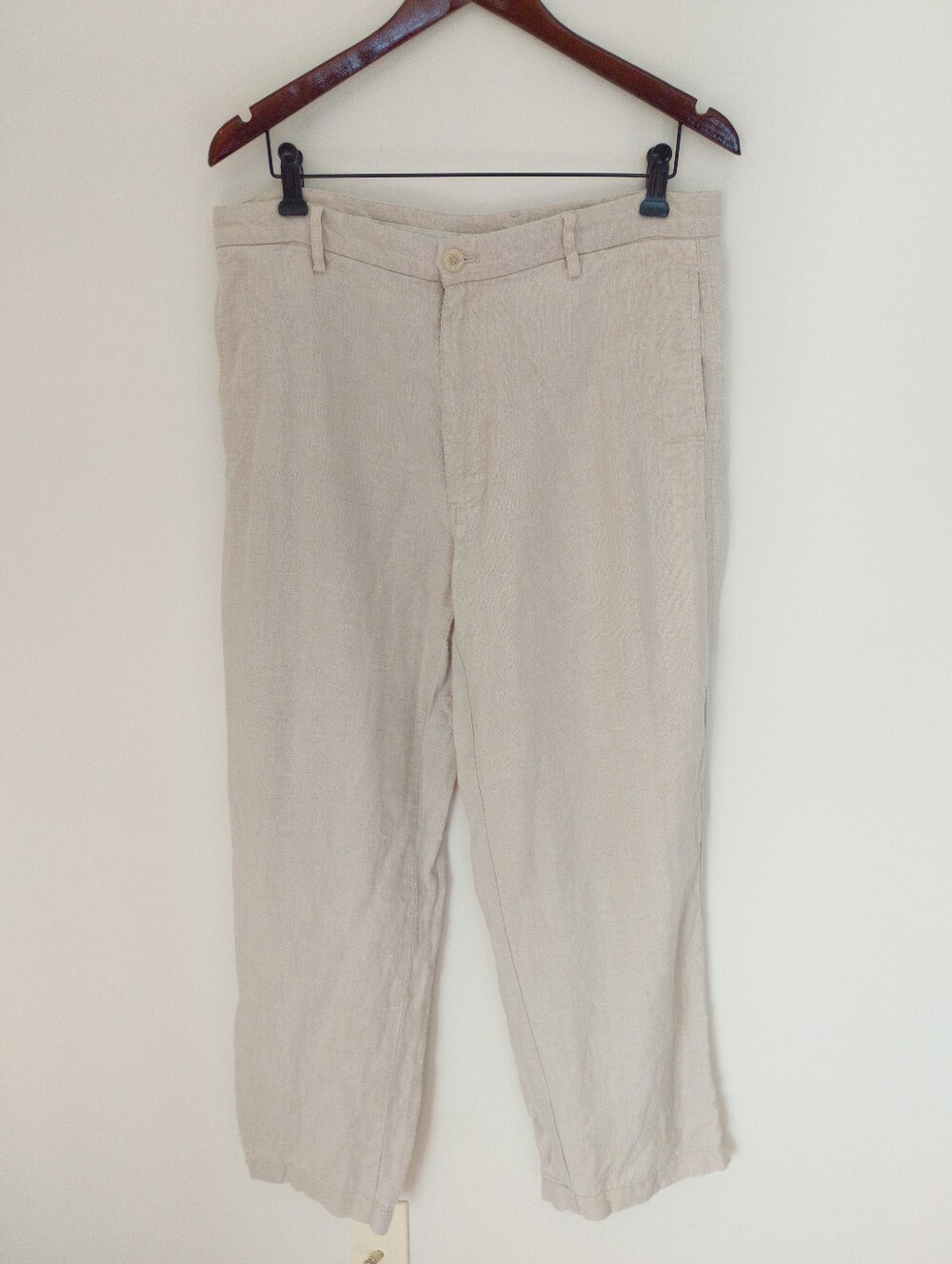 Island Importer Men's Amalfi Linen Pants Natural Khaki Size 34 Coastal Resort